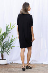 Jade Pleated Kaftan Dress (Black)