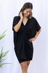 Jade Pleated Kaftan Dress (Black)