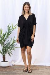 Jade Pleated Kaftan Dress (Black)