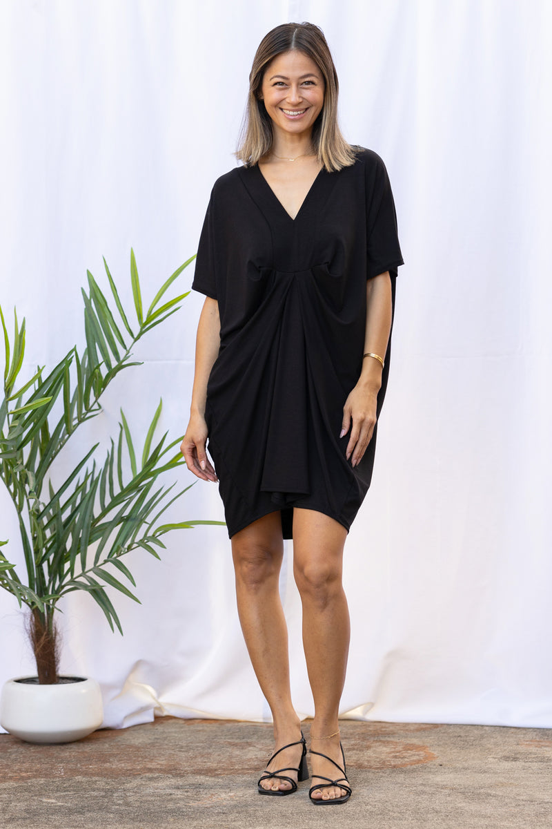 Jade Pleated Kaftan Dress (Black) Ten Tomorrow Jade Pleated Kaftan Dress (Black) Ten Tomorrow