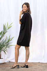 Jade Pleated Kaftan Dress (Black)