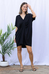 Jade Pleated Kaftan Dress (Black)