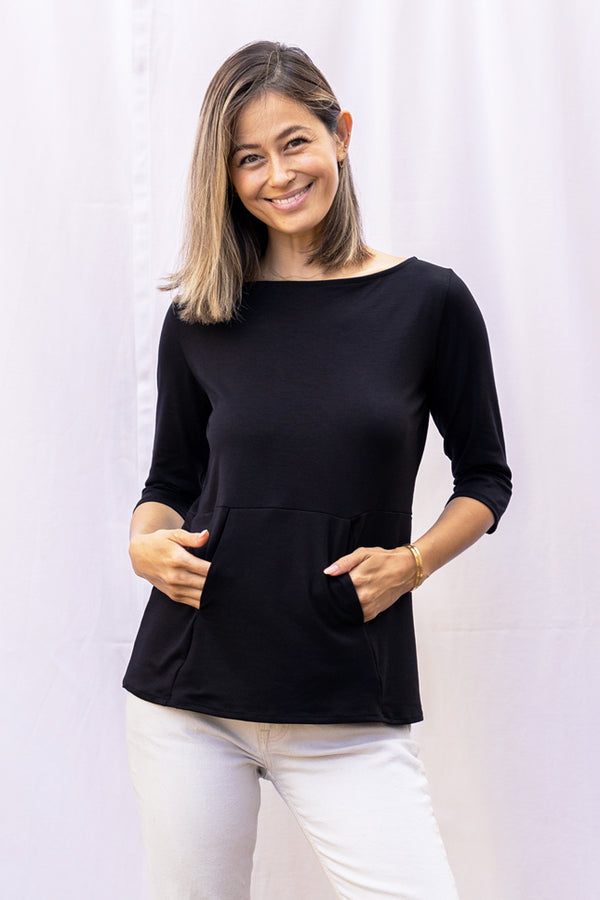 Meg Boatneck Top (Black)