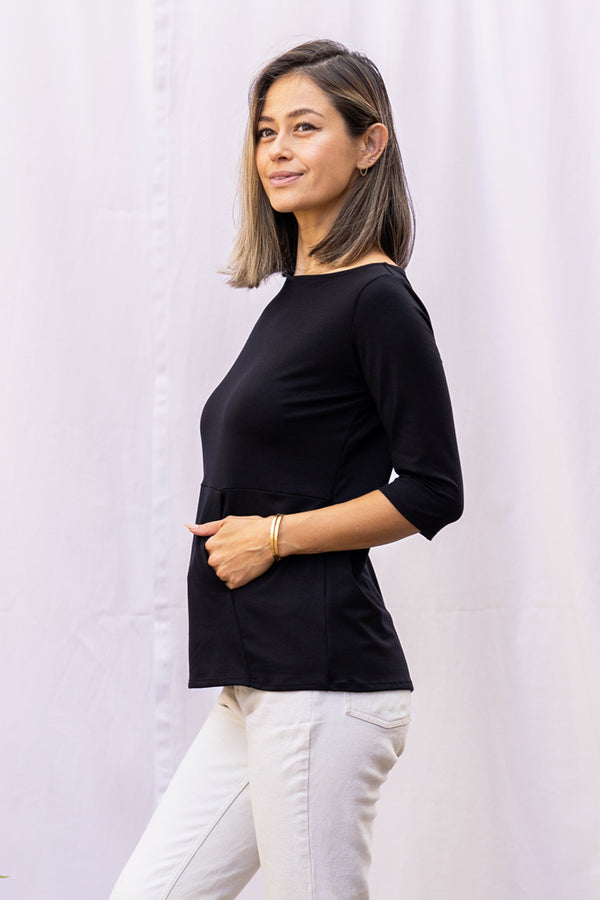 Meg Boatneck Top (Black)