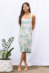 Milly Cross Back Dress (Sea Salt Deco) - S