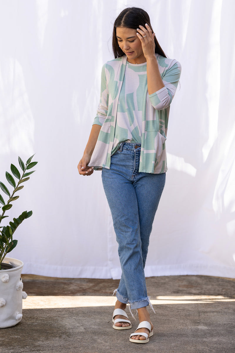 Sandy Cardigan (Sea Salt Deco Print)