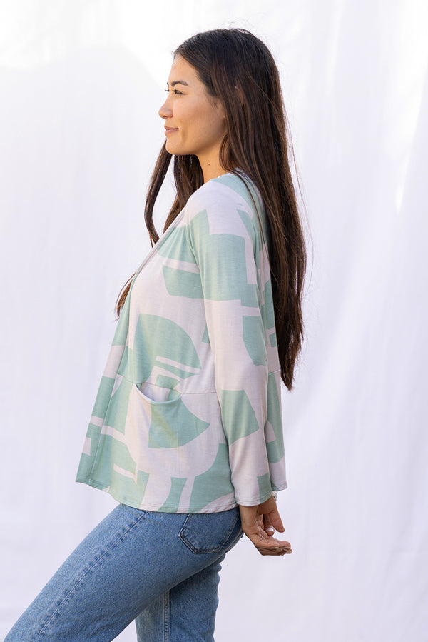 Sandy Cardigan (Sea Salt Deco Print)