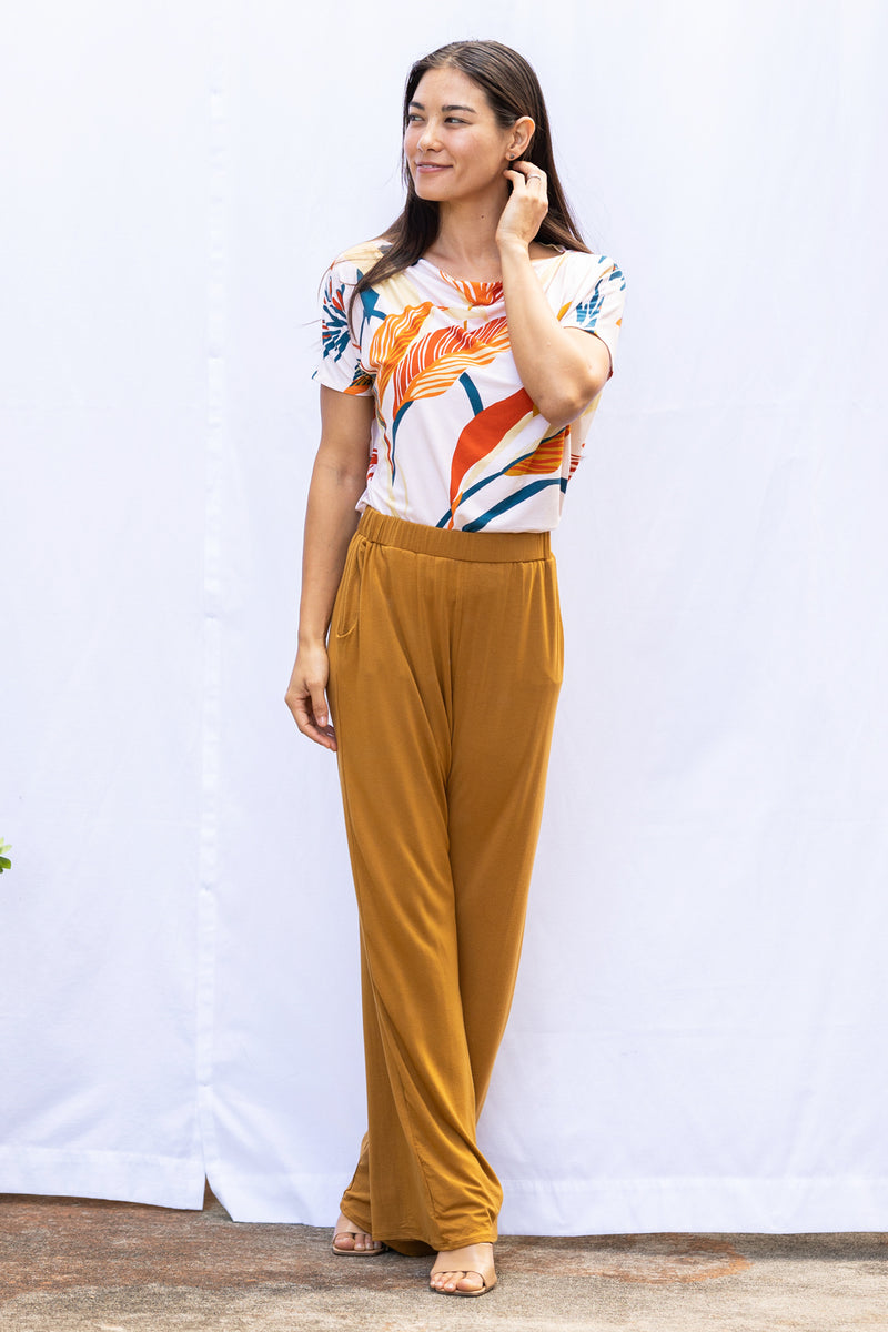 Parker High-Waisted Pant (Cognac) - M