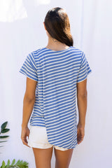 Gemma Asymmetrical Tunic (Sky Blue Stripe) - M