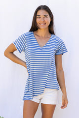 Gemma Asymmetrical Tunic (Sky Blue Stripe) - M