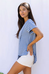 Gemma Asymmetrical Tunic (Sky Blue Stripe) - M