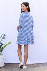 Tracy T-Shirt Dress (Sky Blue Stripe)