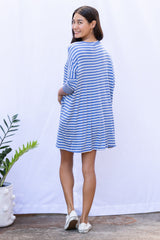 Tracy T-Shirt Dress (Sky Blue Stripe) - S