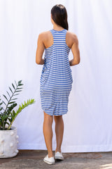 Chad Layered Dress (Sky Blue Stripe) - L