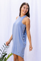 Chad Layered Dress (Sky Blue Stripe) - L