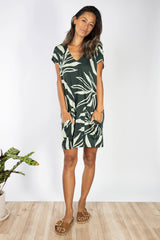 Dawn V-Neck Dress (Maile Forest) - M