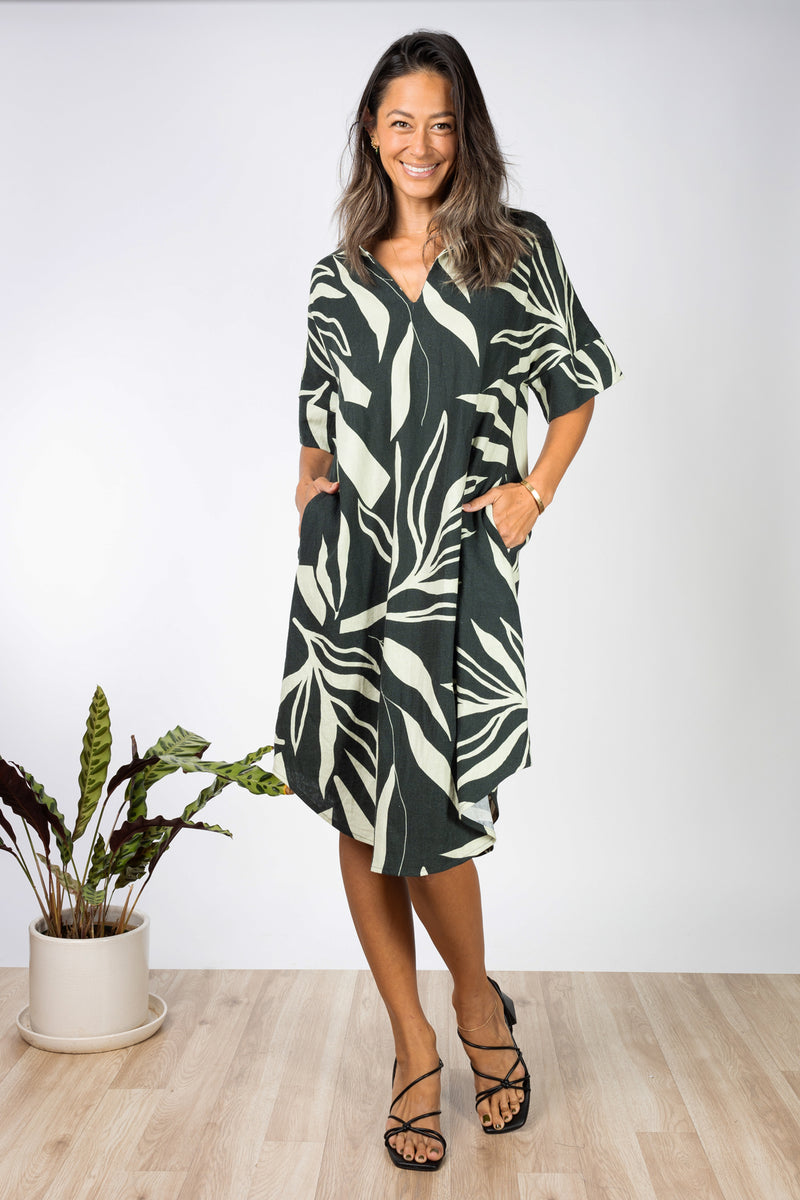Jasper Kaftan Dress (Maile Forest)