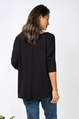Julie 3/4 Sleeve Top (Black) - S
