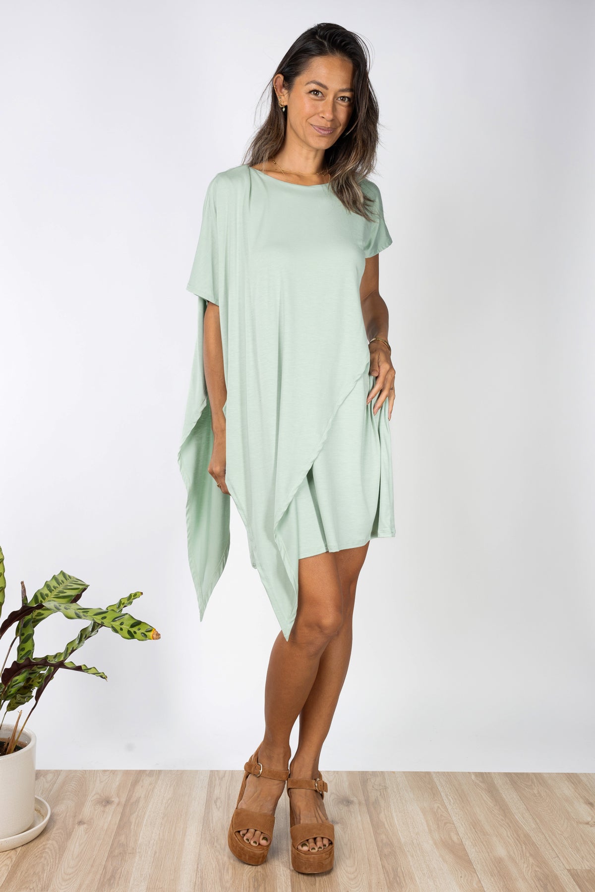 Sienna Asymmetrical Dress (Seafoam)  Ten Tomorrow