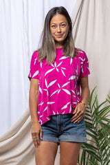 Alisa Box Pleat Top (Radiant Petals) - S