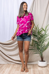 Alisa Box Pleat Top (Radiant Petals) - S