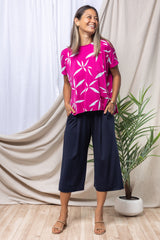Alisa Box Pleat Top (Radiant Petals) - S