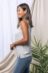Chris Tank Top (Lt Grey Baby Stripe) - S