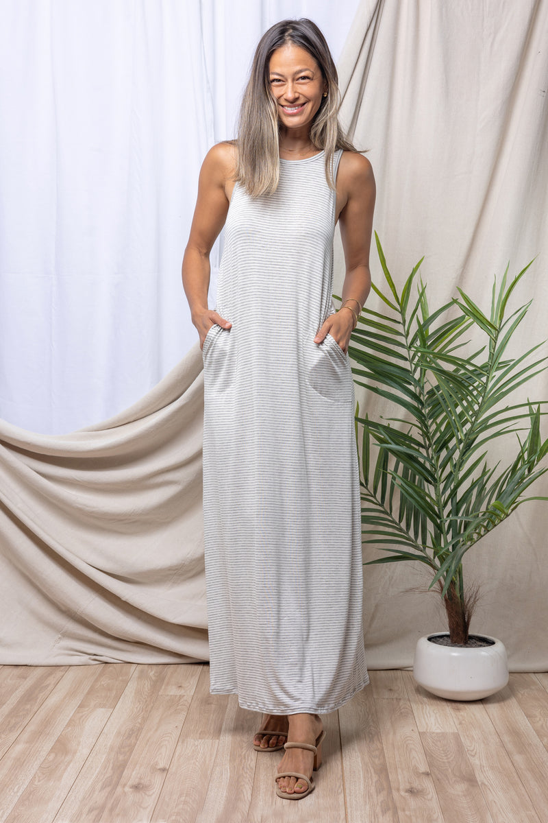 Michael Maxi (Lt Grey Baby Stripe)