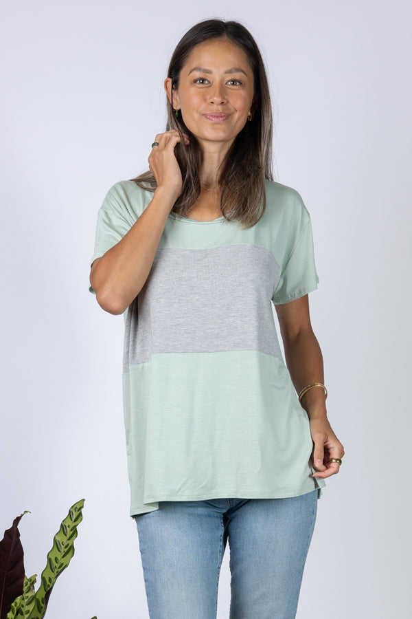 Austin Colorblock Tee (Seafoam/Heather Grey) - XS/S