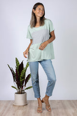 Austin Colorblock Tee (Seafoam/Heather Grey) - XS/S