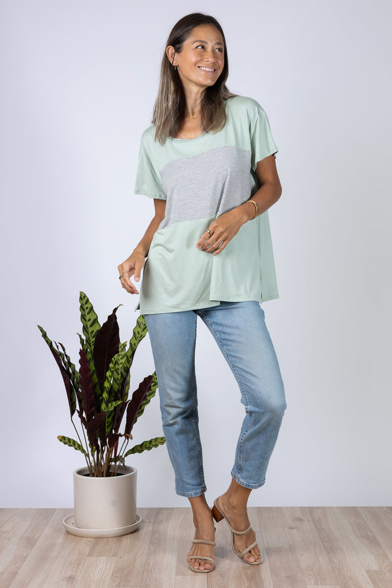Austin Colorblock Tee (Seafoam/Heather Grey) - XS/S