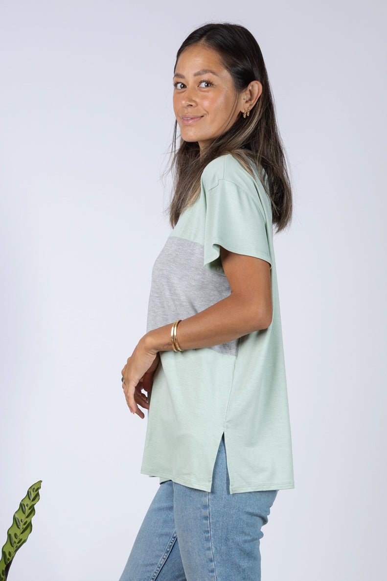 Austin Colorblock Tee (Seafoam/Heather Grey) - XS/S