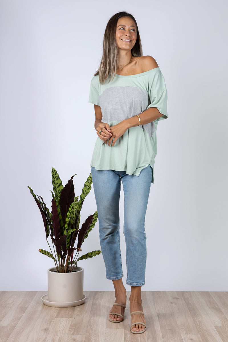 Austin Colorblock Tee (Seafoam/Heather Grey) - XS/S