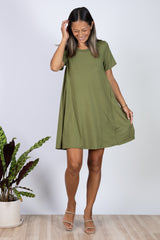 Harper Paneled Dress (Moss)