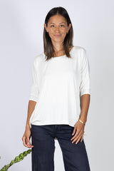 Julie 3/4 Sleeve Top (Ivory) - S