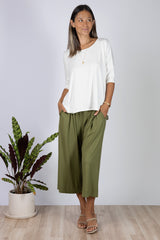 Julie 3/4 Sleeve Top (Ivory) - S