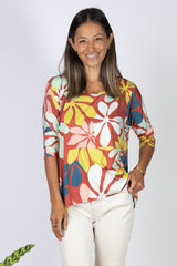 Julie 3/4 Sleeve Top (Naupaka) - M