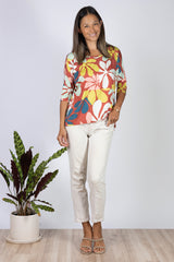 Julie 3/4 Sleeve Top (Naupaka) - M