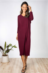 Lynette Midi Dress (Black Cherry) - XS