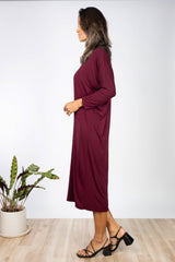 Lynette Midi Dress (Black Cherry)