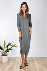 Lynette Midi Dress (Charcoal) - XS