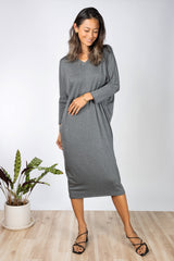 Lynette Midi Dress (Charcoal) - XS