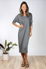 Lynette Midi Dress (Charcoal) - XS