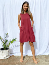 Avery Swing Dress (Merlot) - M