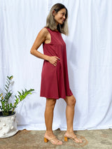 Avery Swing Dress (Merlot) - M