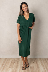 Connor V-Neck Midi Dress (Ivy)