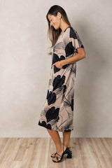 Connor V-Neck Midi Dress (Midnight Kalo)