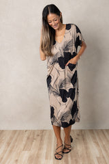 Connor V-Neck Midi Dress (Midnight Kalo)