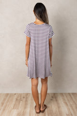 Harper Paneled Dress (Mushroom Stripe)