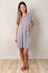 Harper Paneled Dress (Mushroom Stripe)
